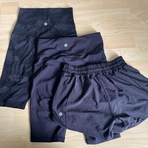 Lululemon set of 3 : Bike and Running shorts - Size 4 -